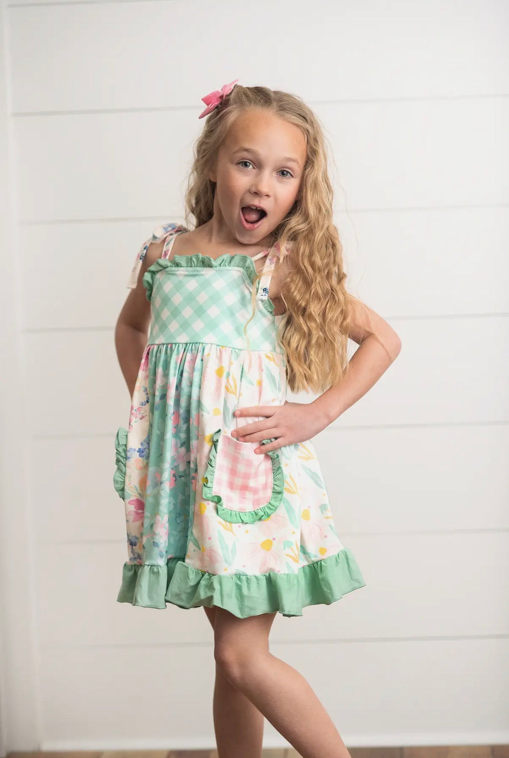 Mint Gingham Pocket Dress