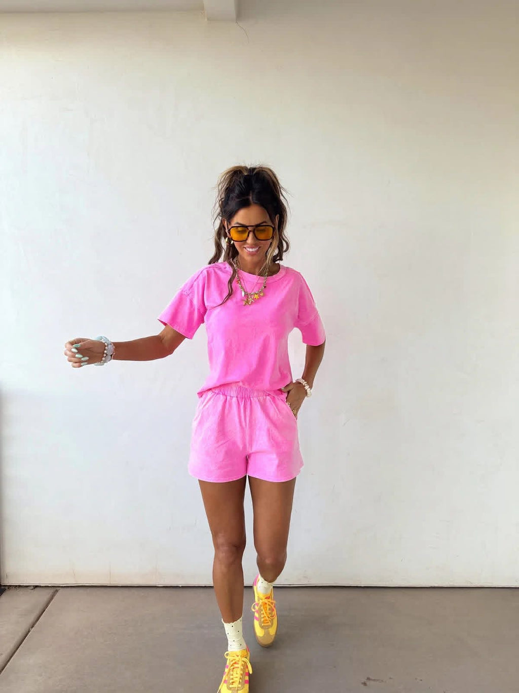 Hot Pink Acid Wash Set