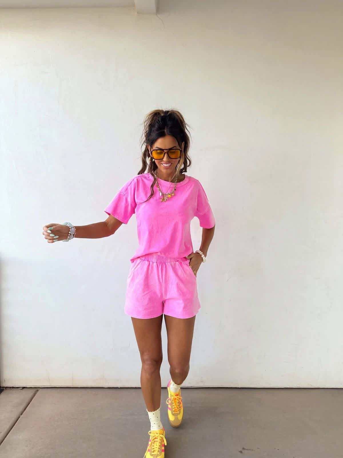 Hot Pink Acid Wash Set