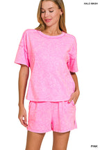 Hot Pink Acid Wash Set