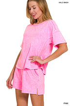 Hot Pink Acid Wash Set