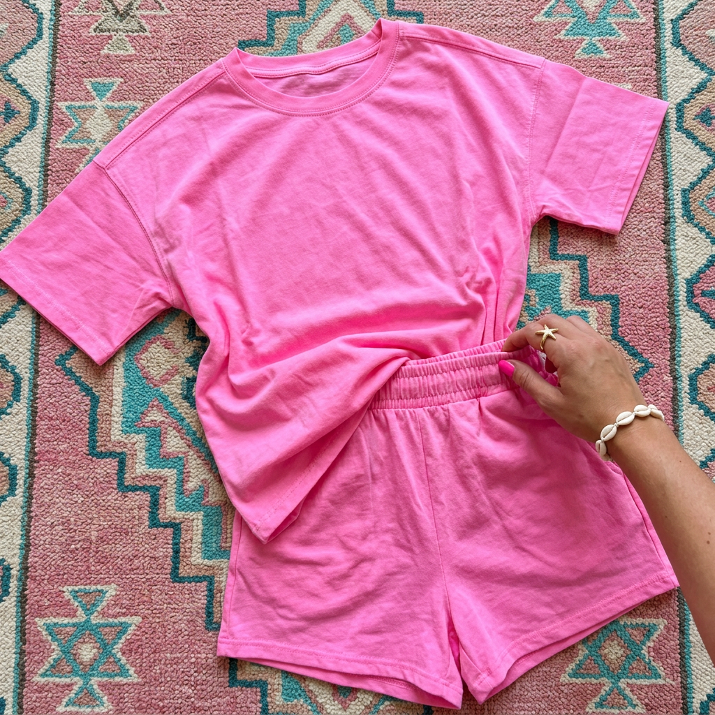 Hot Pink Acid Wash Set