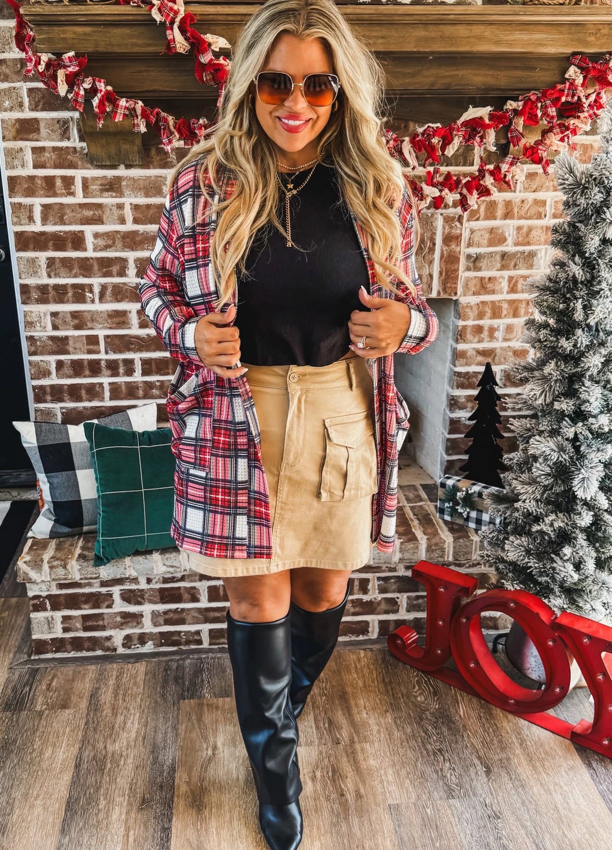 Winter Plaid Cardigan- One Size