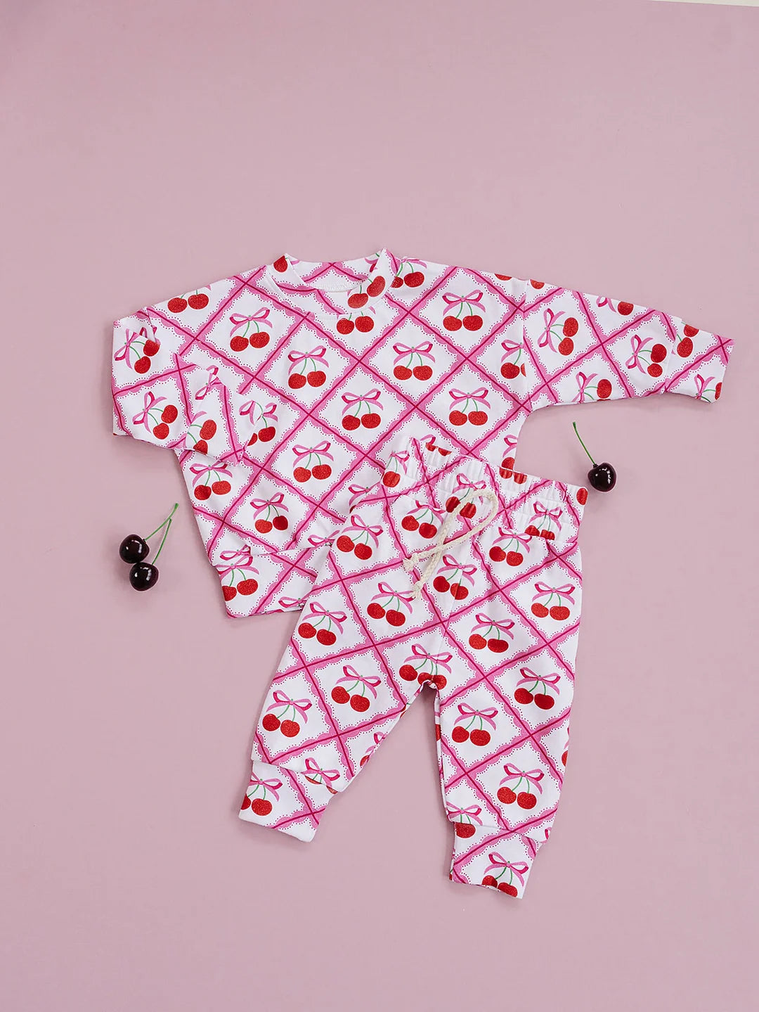 Cherry bow jogger set