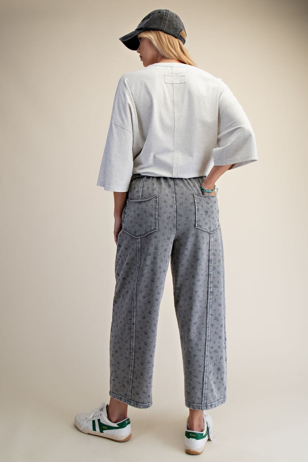 Ditsy Printed Washed Terry Pants